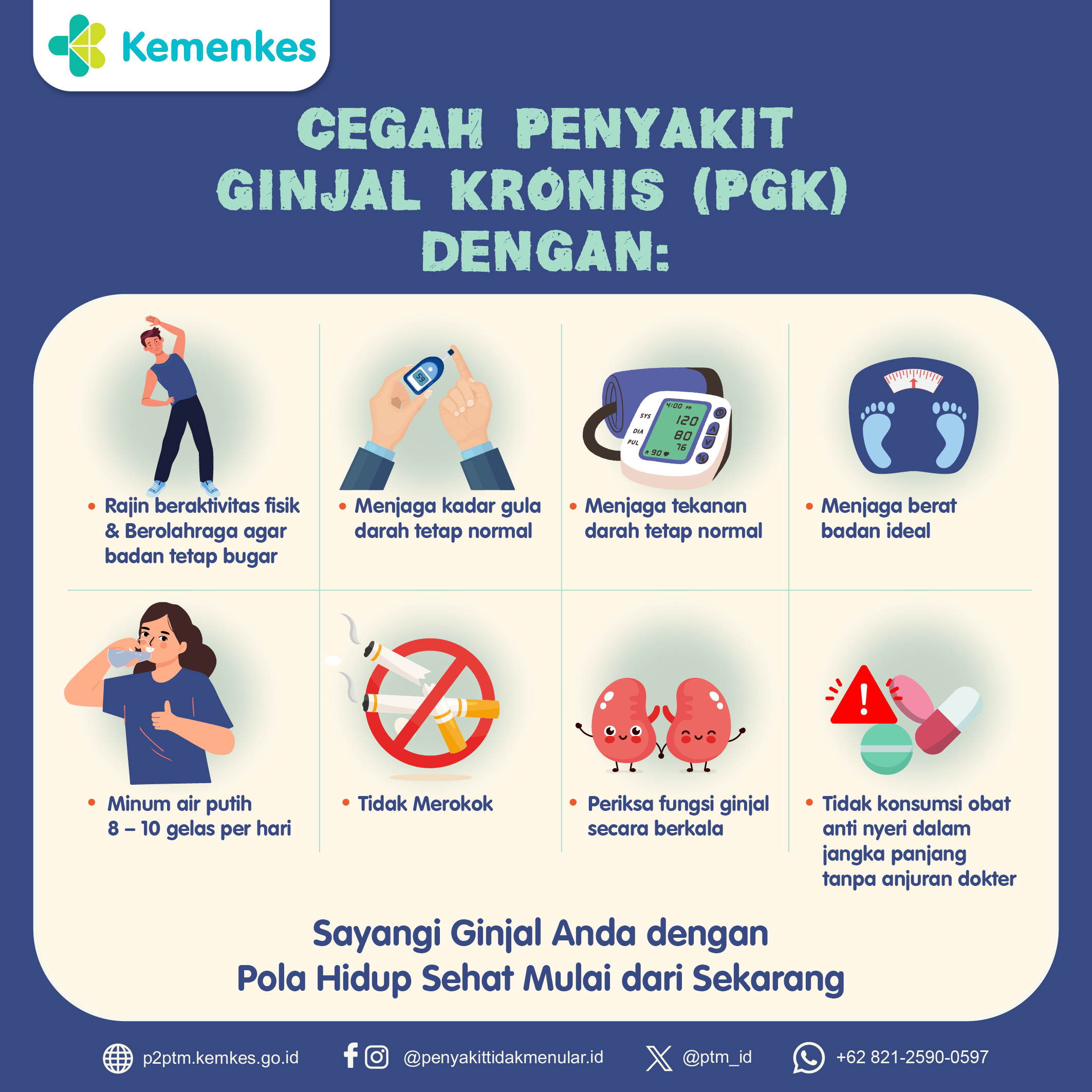 Cegah Penyakit Ginjal Kronis (PGK) dengan cara :