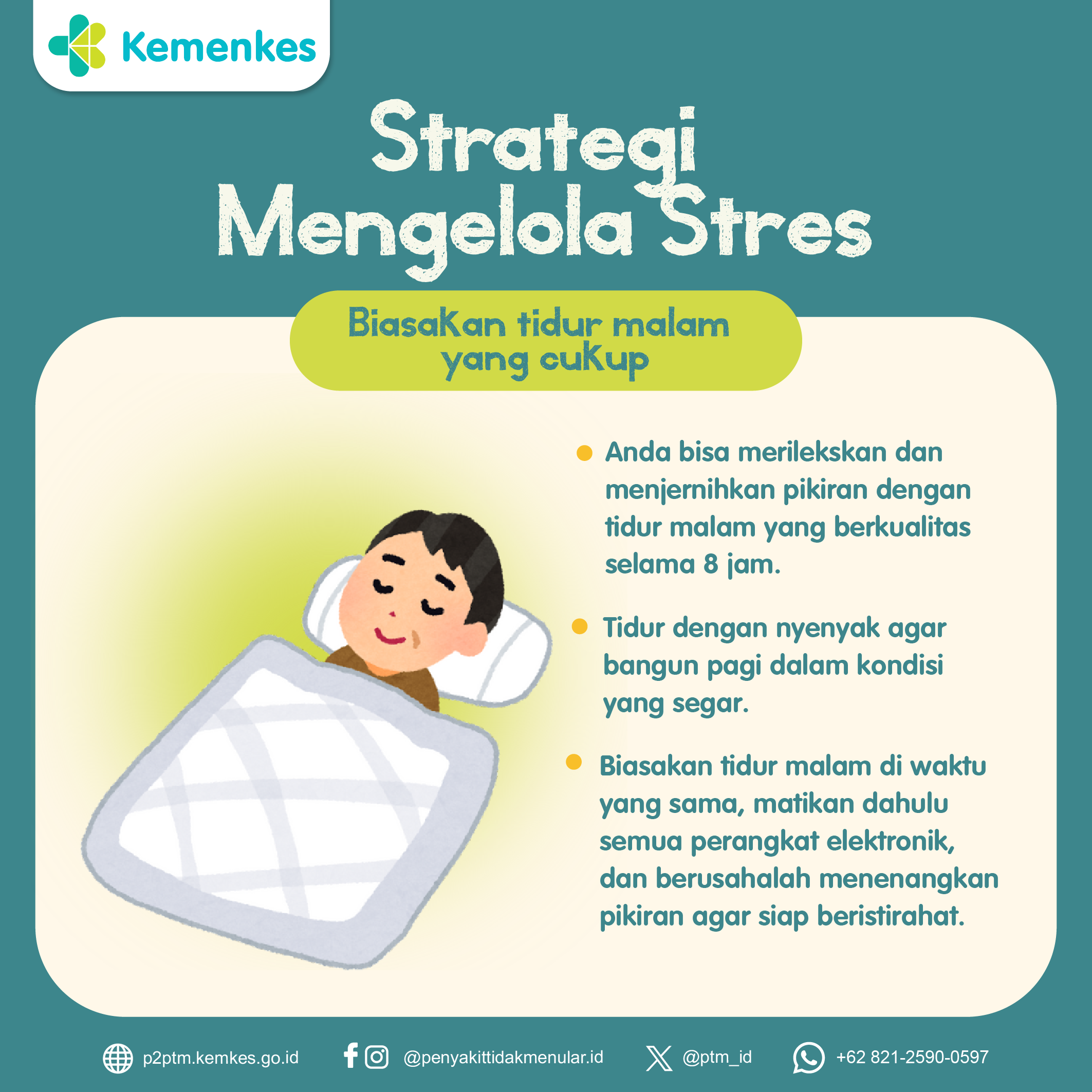 Strategi Mengelola Stress - Biasakan Tidur Malam yang Cukup