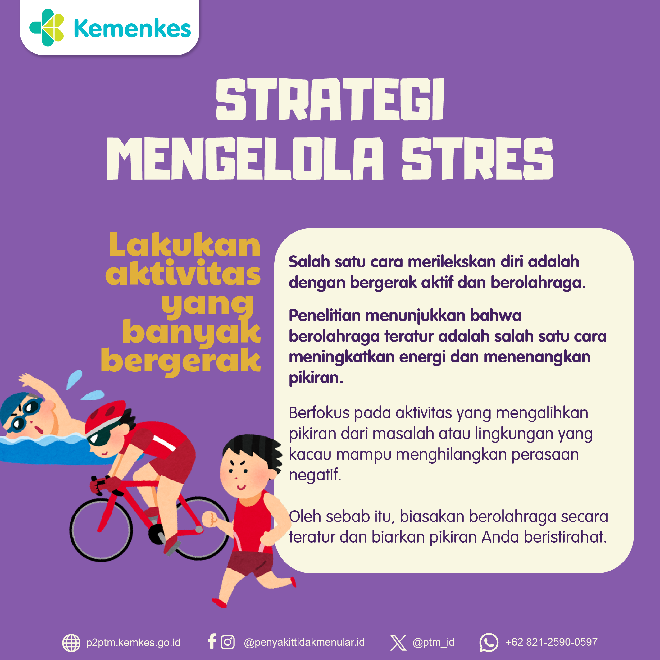 Strategi Mengelola Stres - Lakukan aktivitas yang banyak bergerak