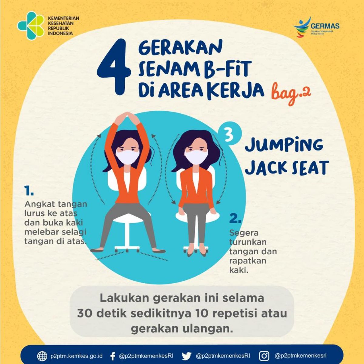 Gerakan senam B-Fit ini dapat Anda lakukan tanpa beranjak dari kursi. Berikut bagian kedua.