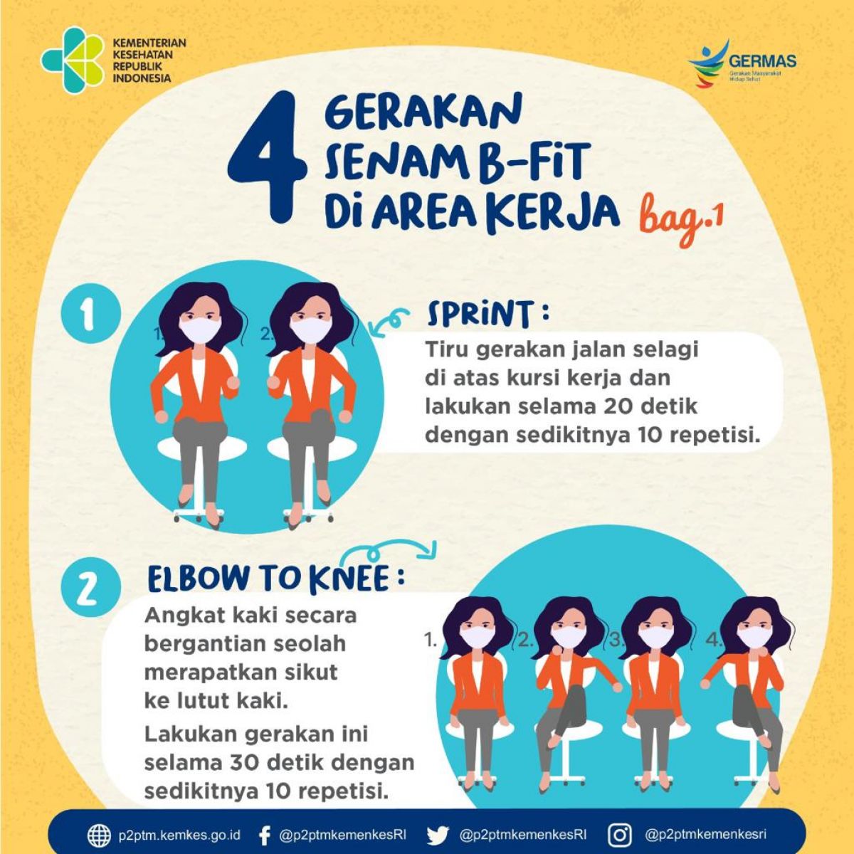 Sobat Sehat, yuk coba senam B-Fit ini di tengah kesibukan bekerja. Berikut bagian pertama.