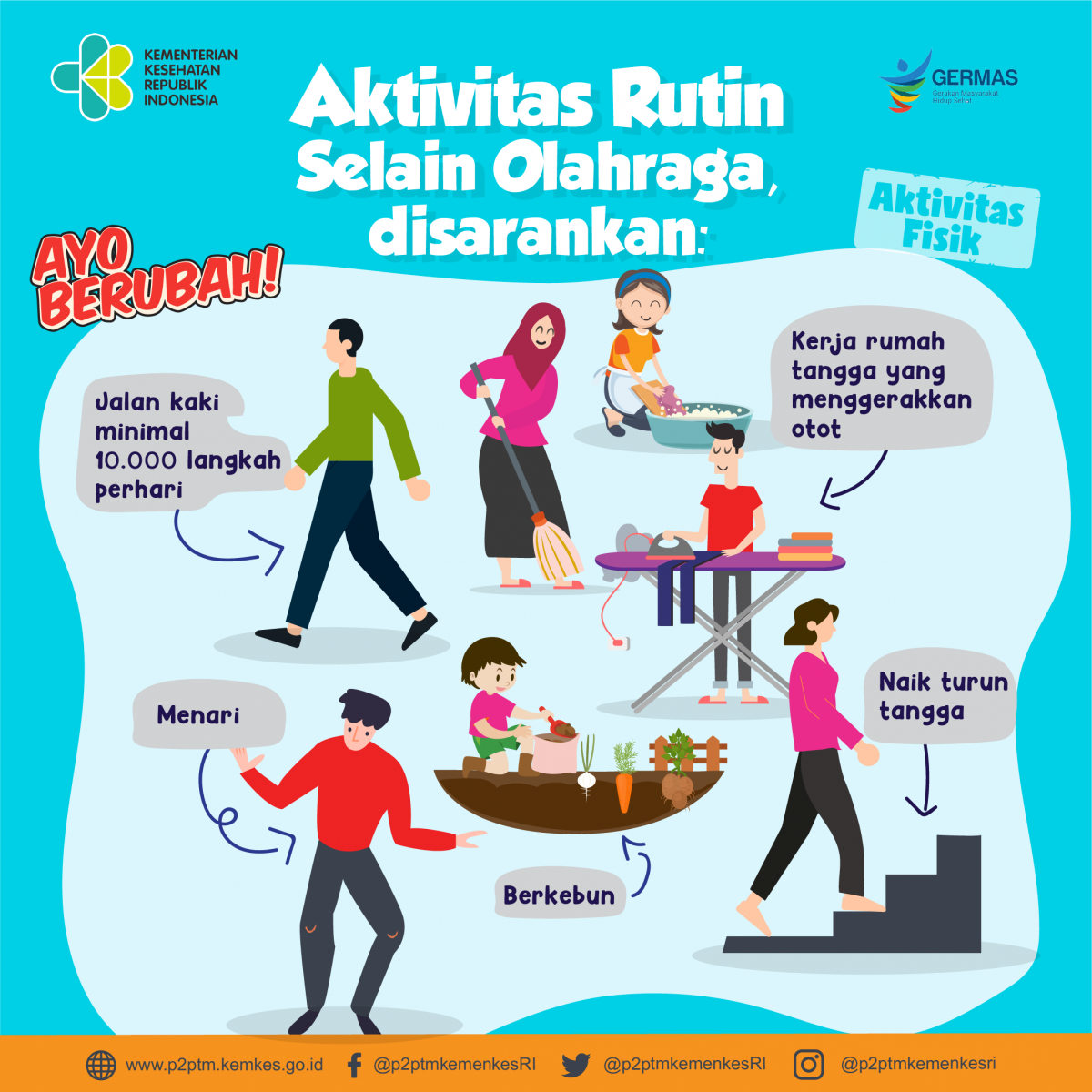 Selain olahraga, Sobat Sehat juga bisa melakukan aktivitas rutin seperti di post berikut ini