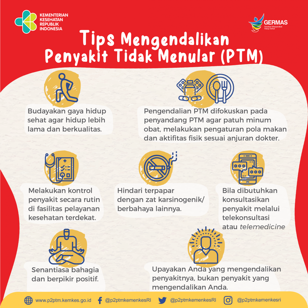 Bagaimana cara mengendalikan Penyakit Tidak Menular (PTM)? Yuk, simak tips berikut. 