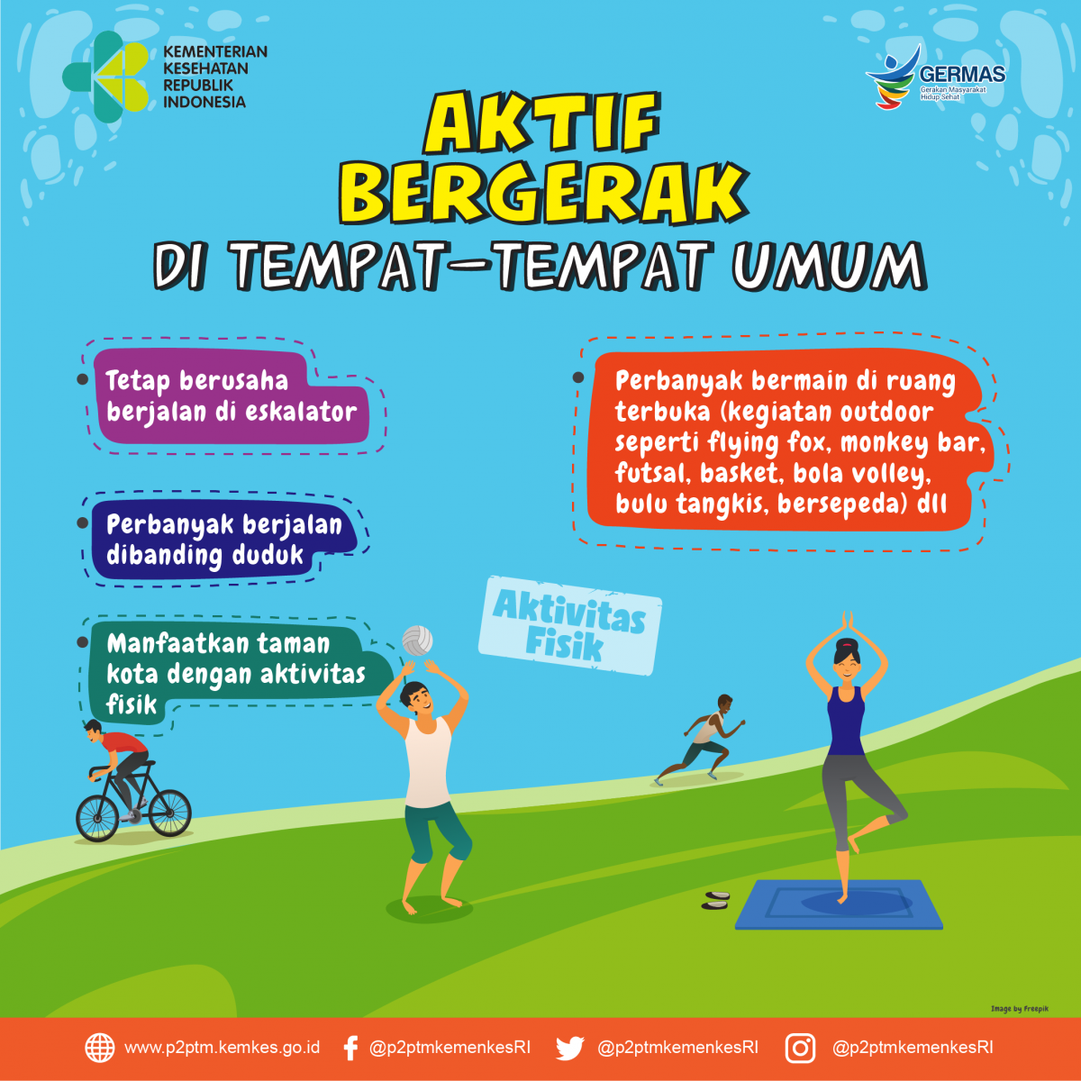 Apa saja contoh aktivitas fisik yang dapat dilakukan di tempat-tempat umum?