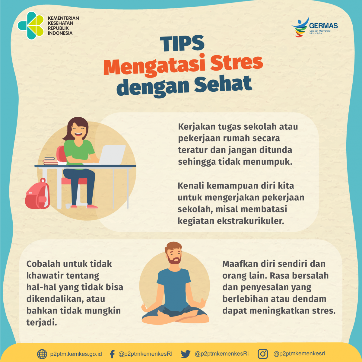 Tips mengatasi Stres dengan sehat selanjutnya yaitu coba untuk tidak mengkhawatirkan hal-hal yang tidak bisa dikendalikan.