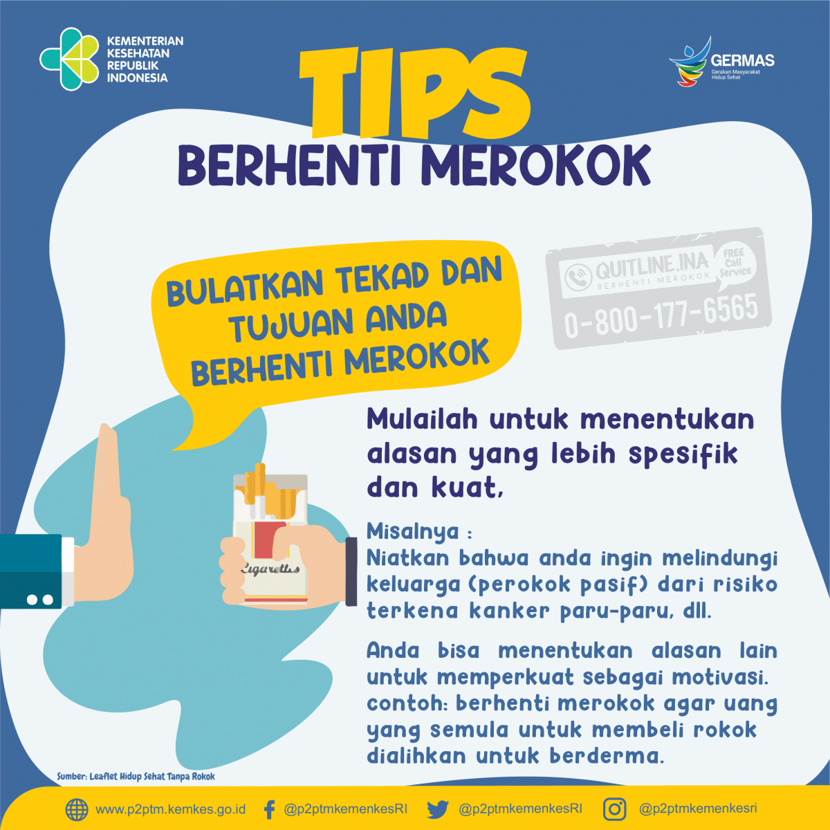 Tips berhenti merokok yang pertama yaitu bulatkan tekad dan tujuan Anda untuk berhenti merokok.