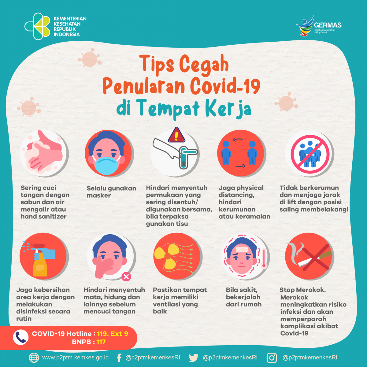 Tips Cegah Penularan Covid-19 di Tempat Kerja.