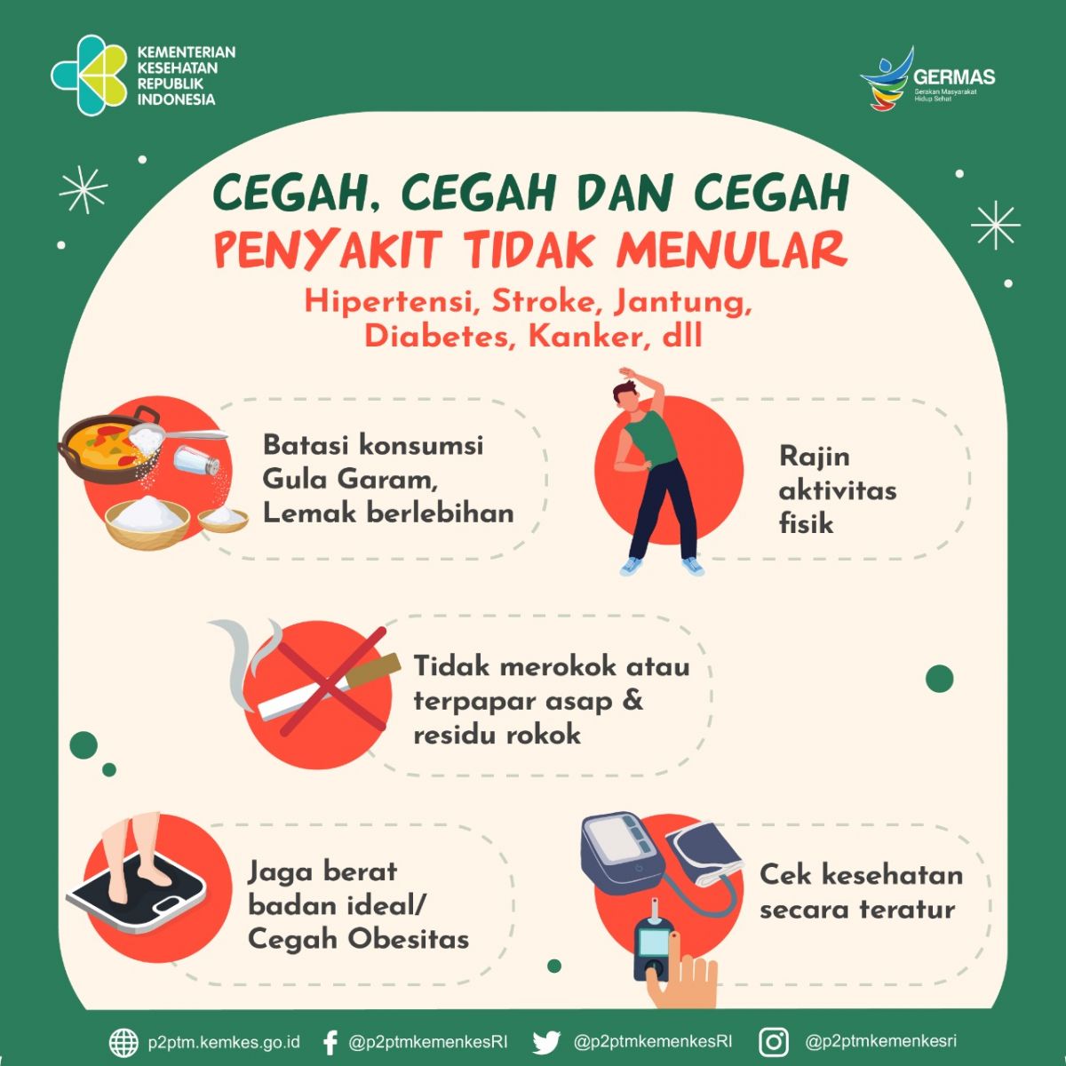 Cegah penyakit tidak menular dengan tips berikut ini.