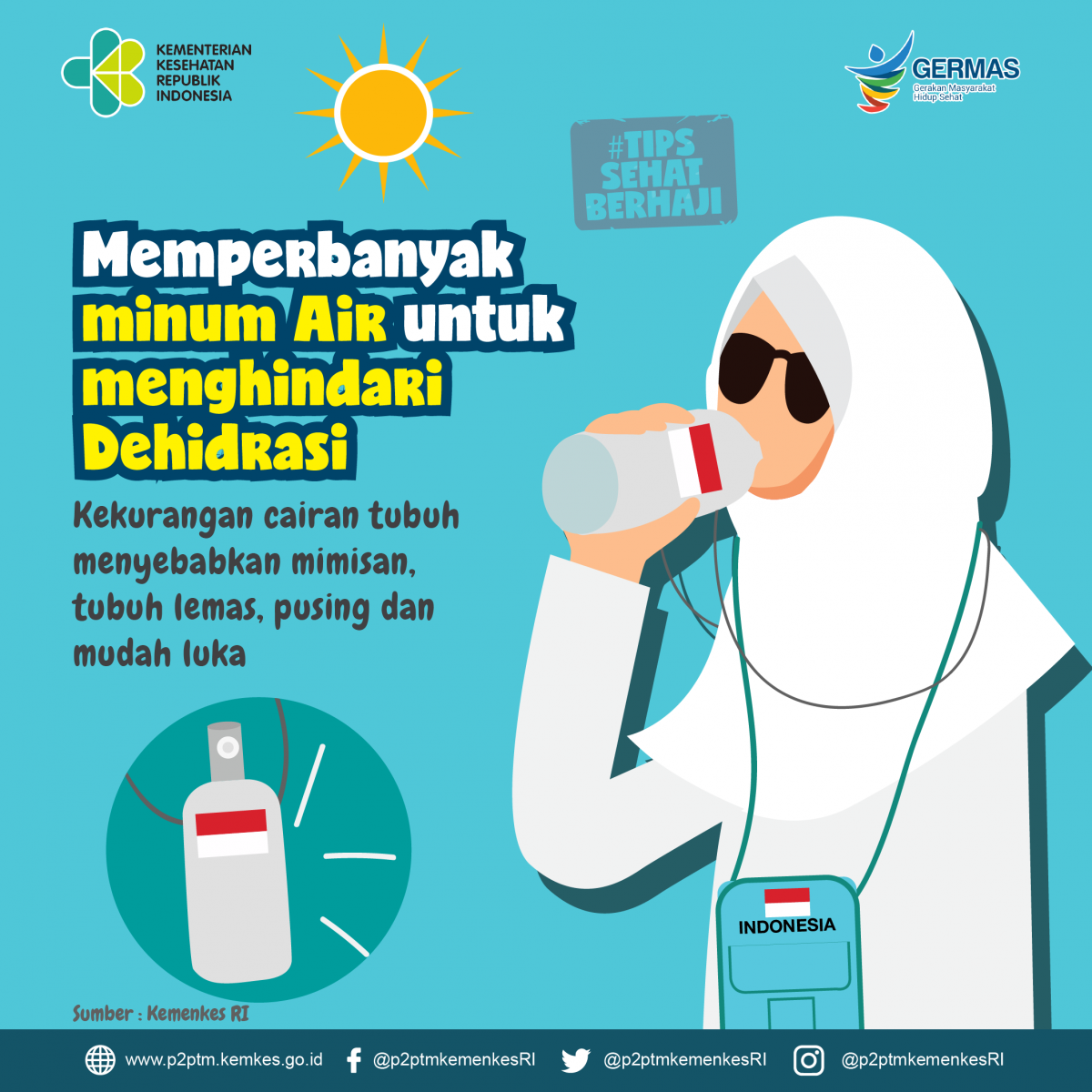 Perbanyak minum Air untuk menghindari Dehidrasi selama di Tanah Suci