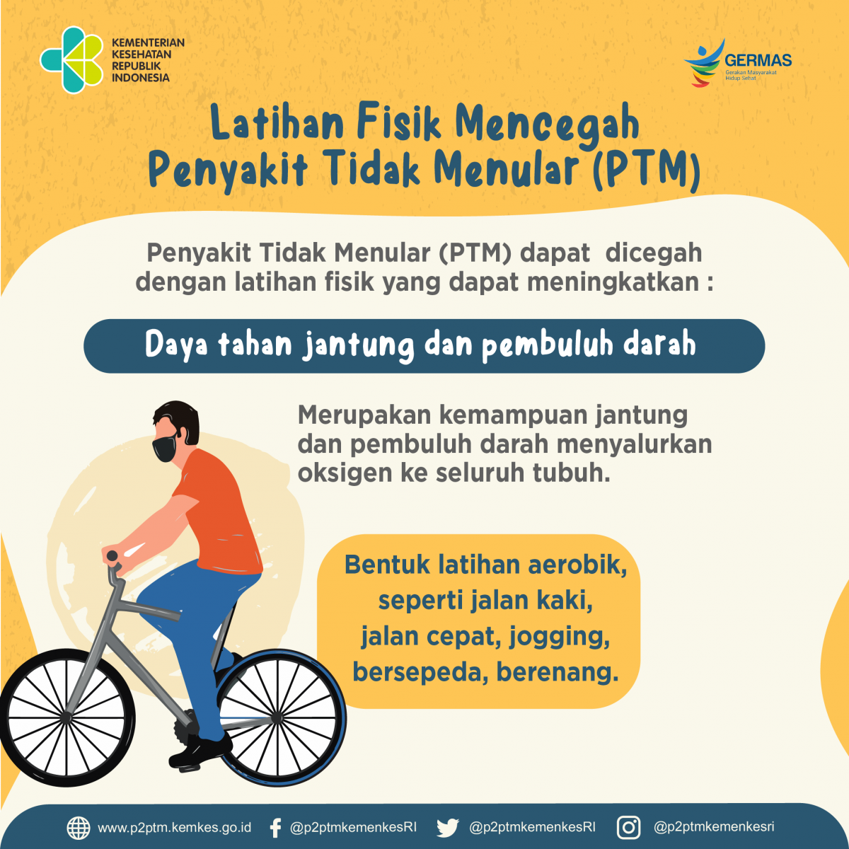 Berbagai manfaat dari latihan fisik yaitu dapat mencegah Penyakit Tidak Menular (PTM). 