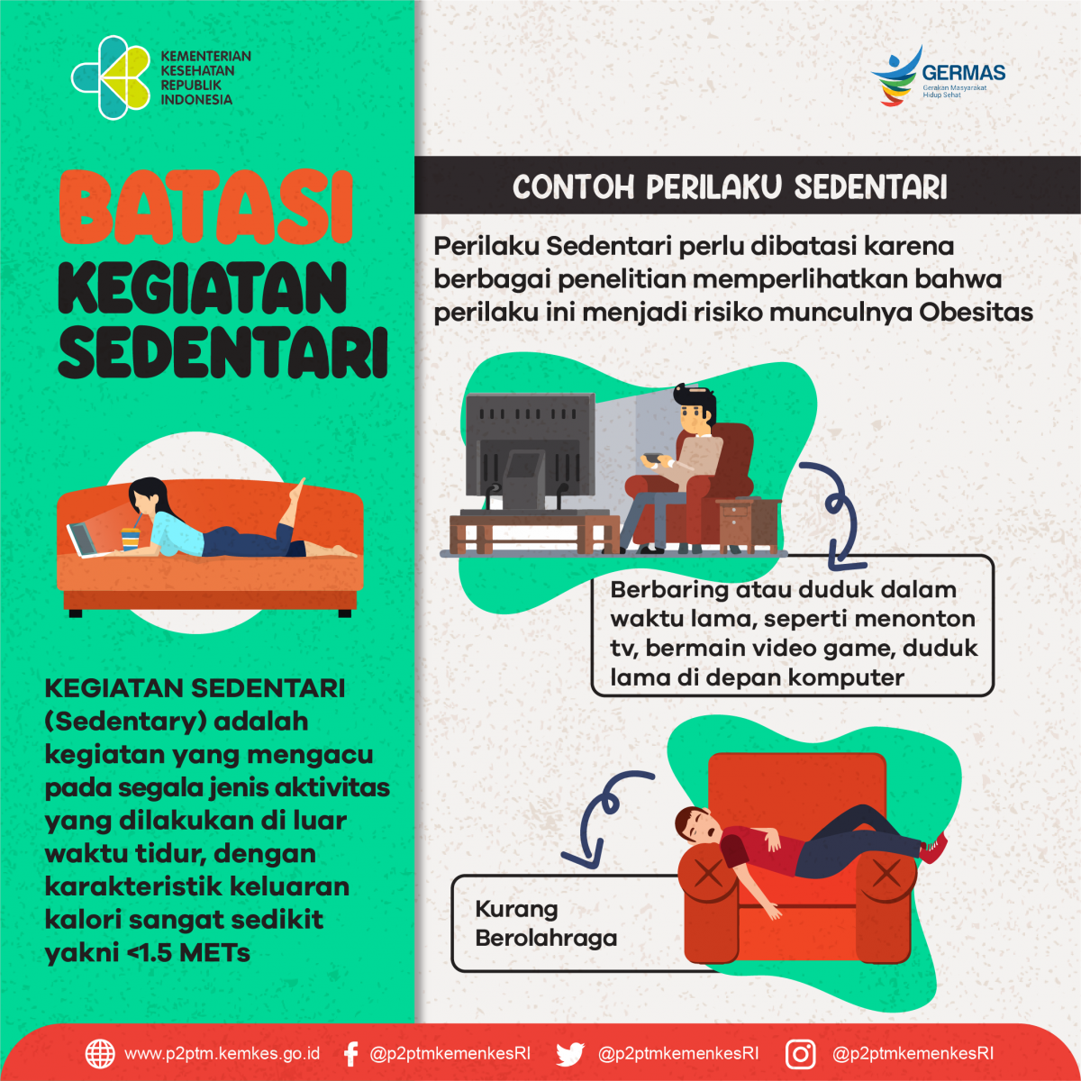 Sobat Sehat, yuk batasi kegiatan sedentari