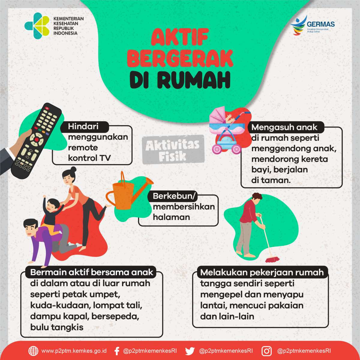 Apa saja yang dapat dilakukan agar tetap aktif di rumah?