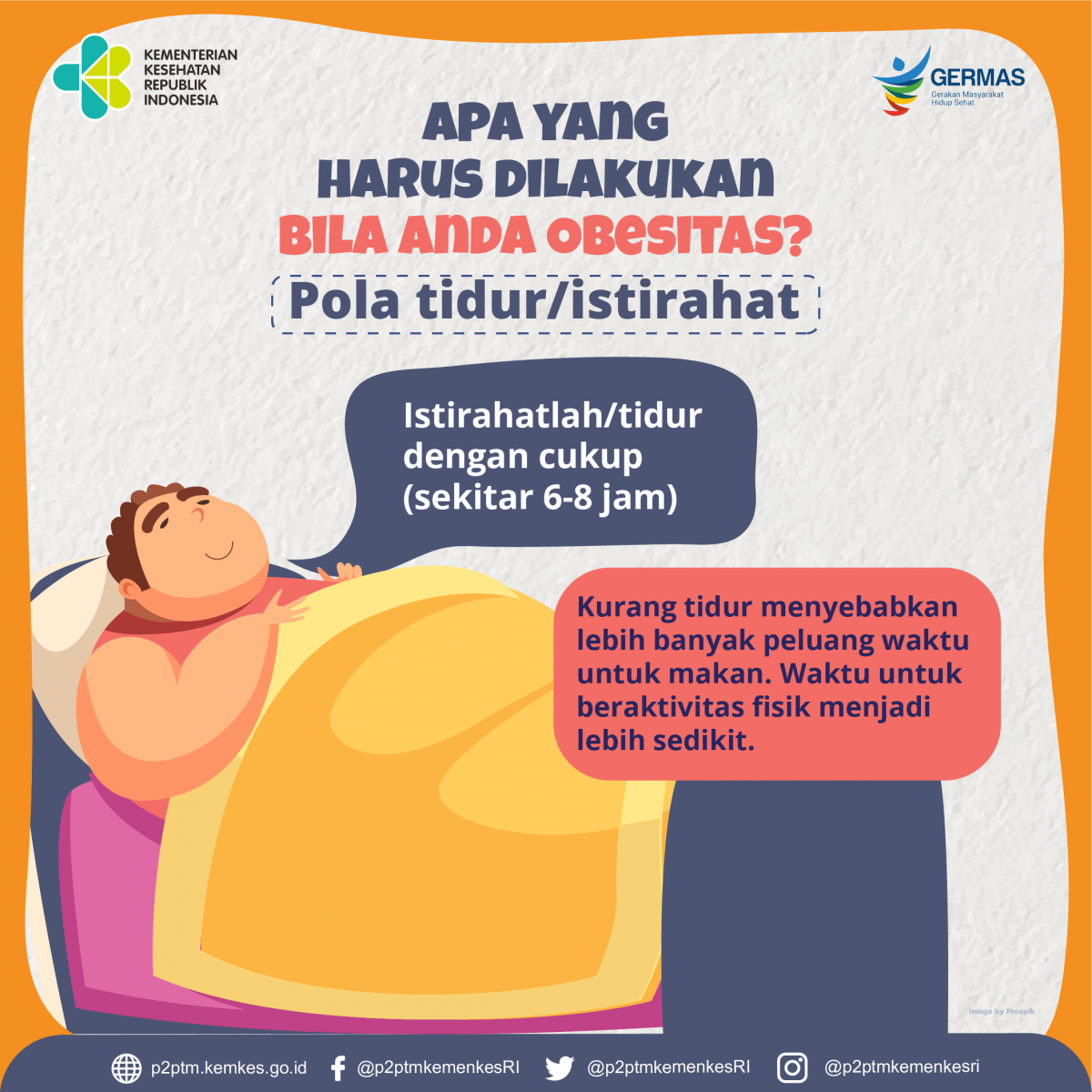 Jika Anda Obesitas, maka istirahatlah dengan cukup. Karena kurang tidur menyebabkan lebih banyak peluang untuk makan