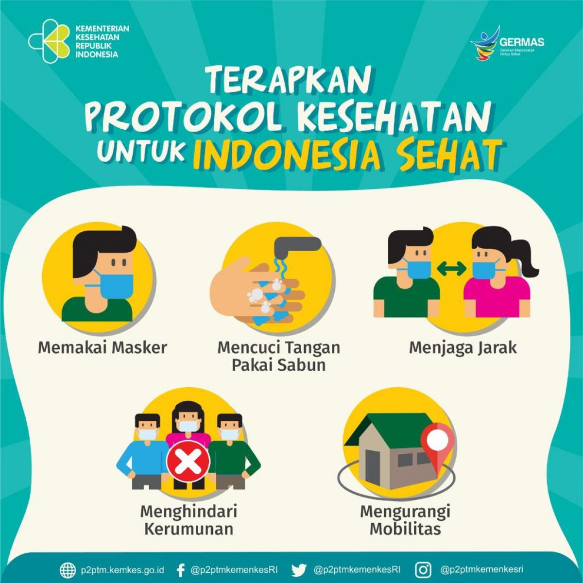 Terapkan protokol kesehatan untuk Indonesia sehat.