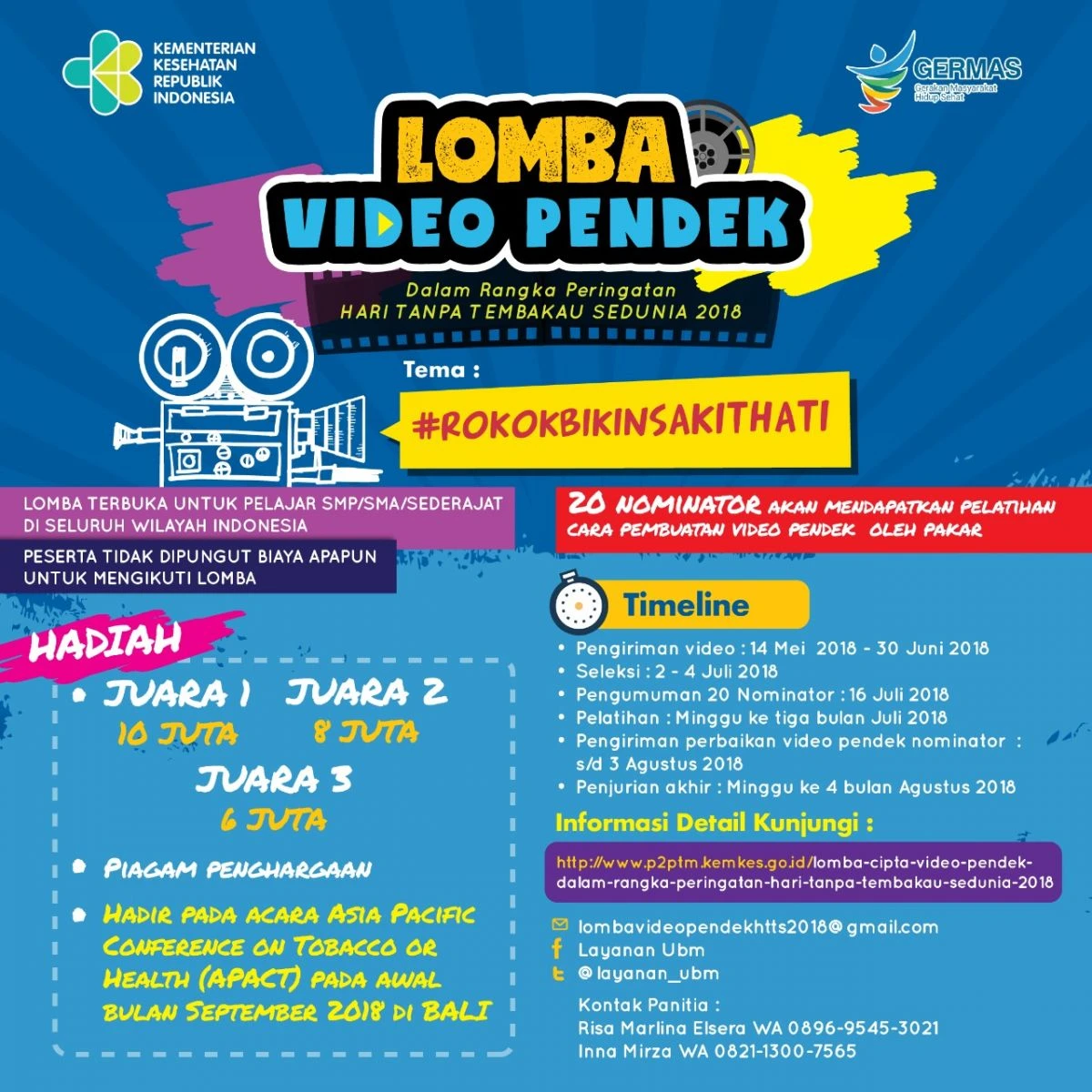 LOMBA CIPTA VIDEO PENDEK DALAM RANGKA PERINGATAN HARI TANPA TEMBAKAU SEDUNIA 2018