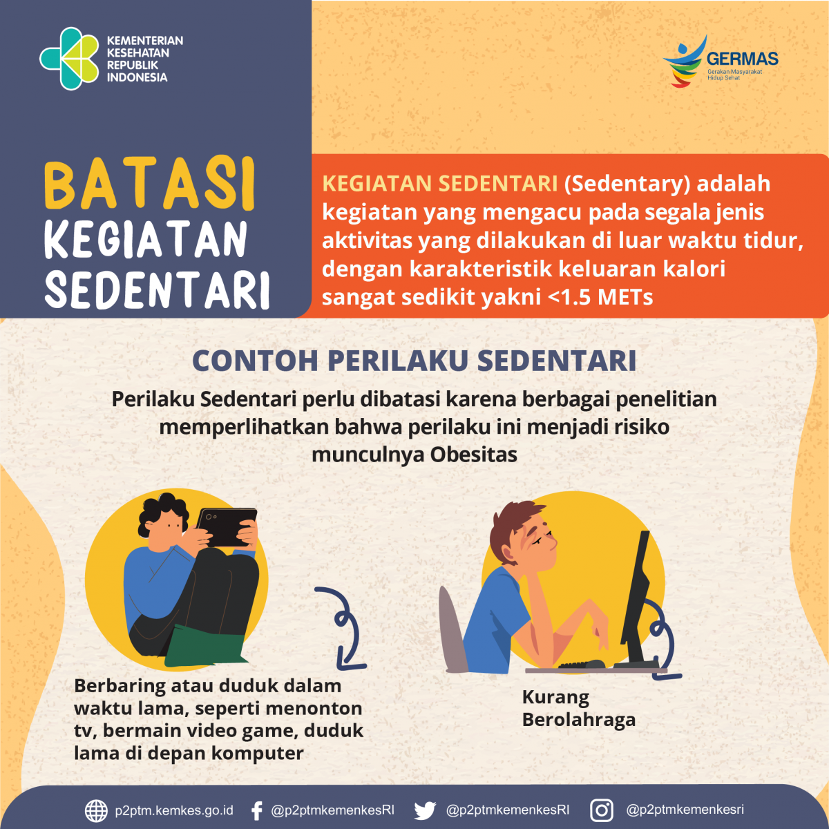 Yuk, Kita batasi kegiatan sedentari.