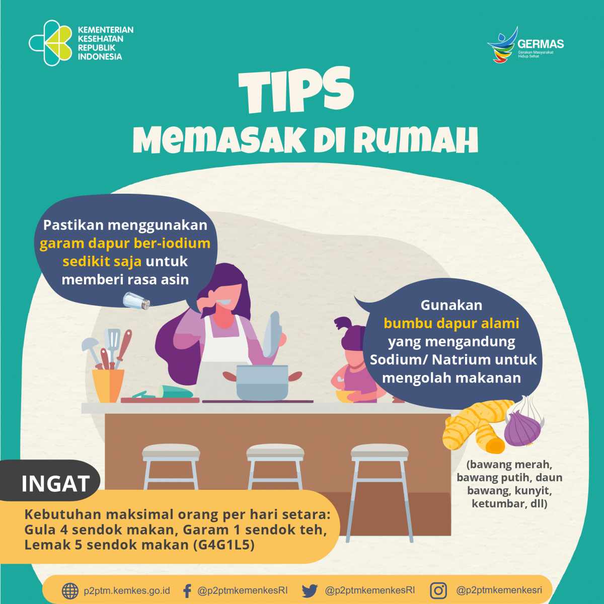 Agar tetap sehat, simak tips memasak di rumah berikut ini.