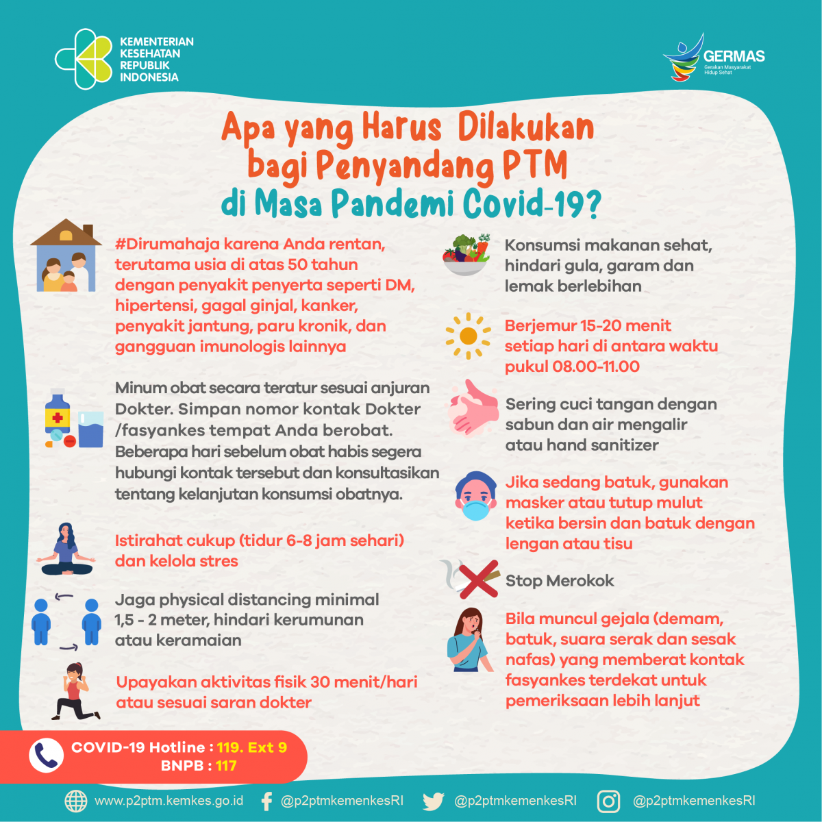 Apa saja yang harus dilakukan bagi penyandang PTM di Masa Pandemi COVID-19?