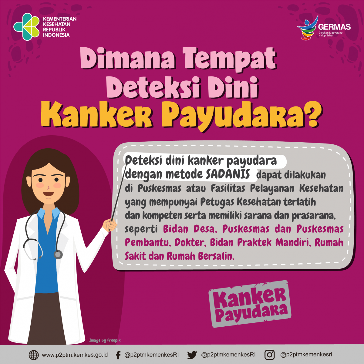 Dimana tempat deteksi dini kanker payudara? - Direktorat P2PTM