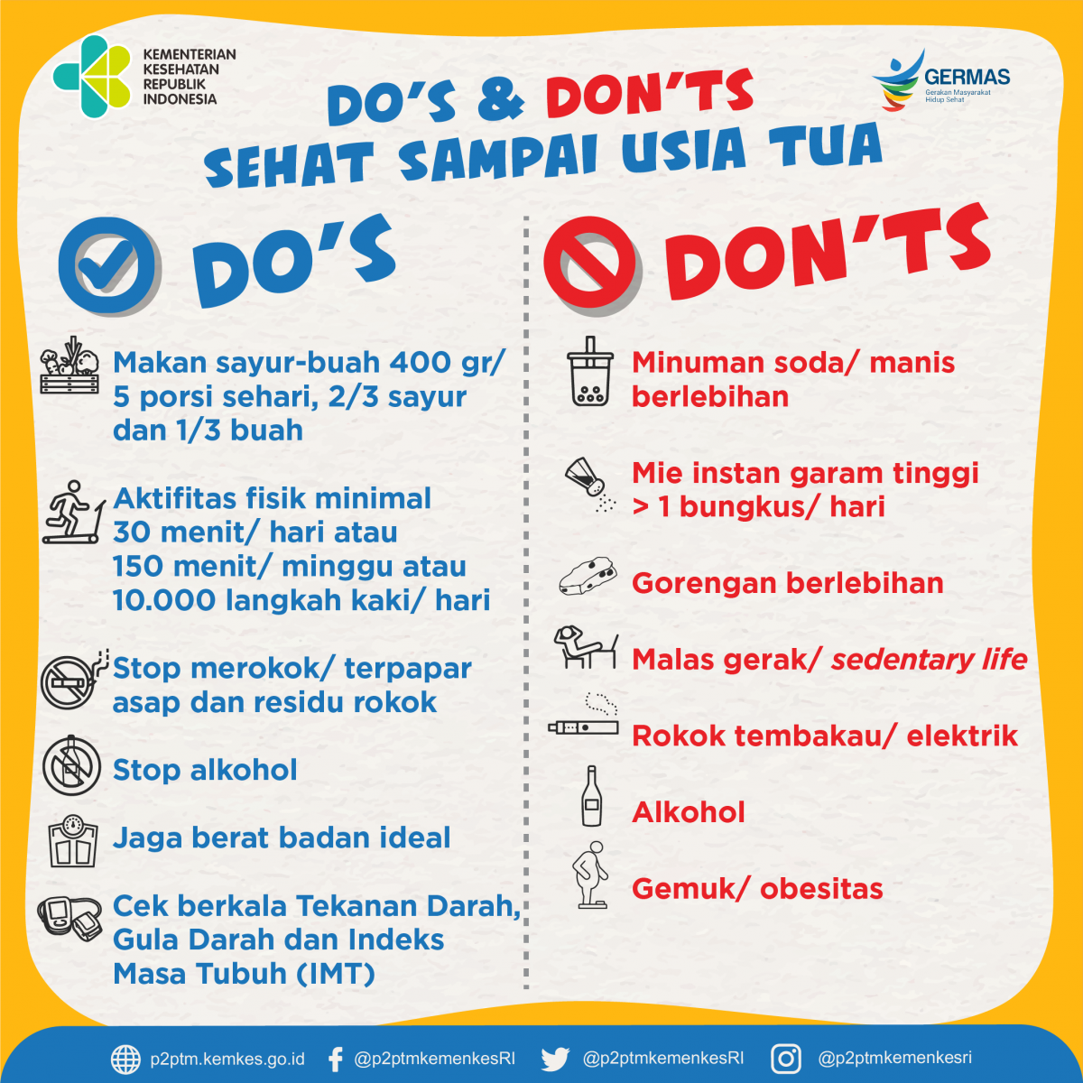 Do’s & Dont’s Sehat Sampai Usia Tua.